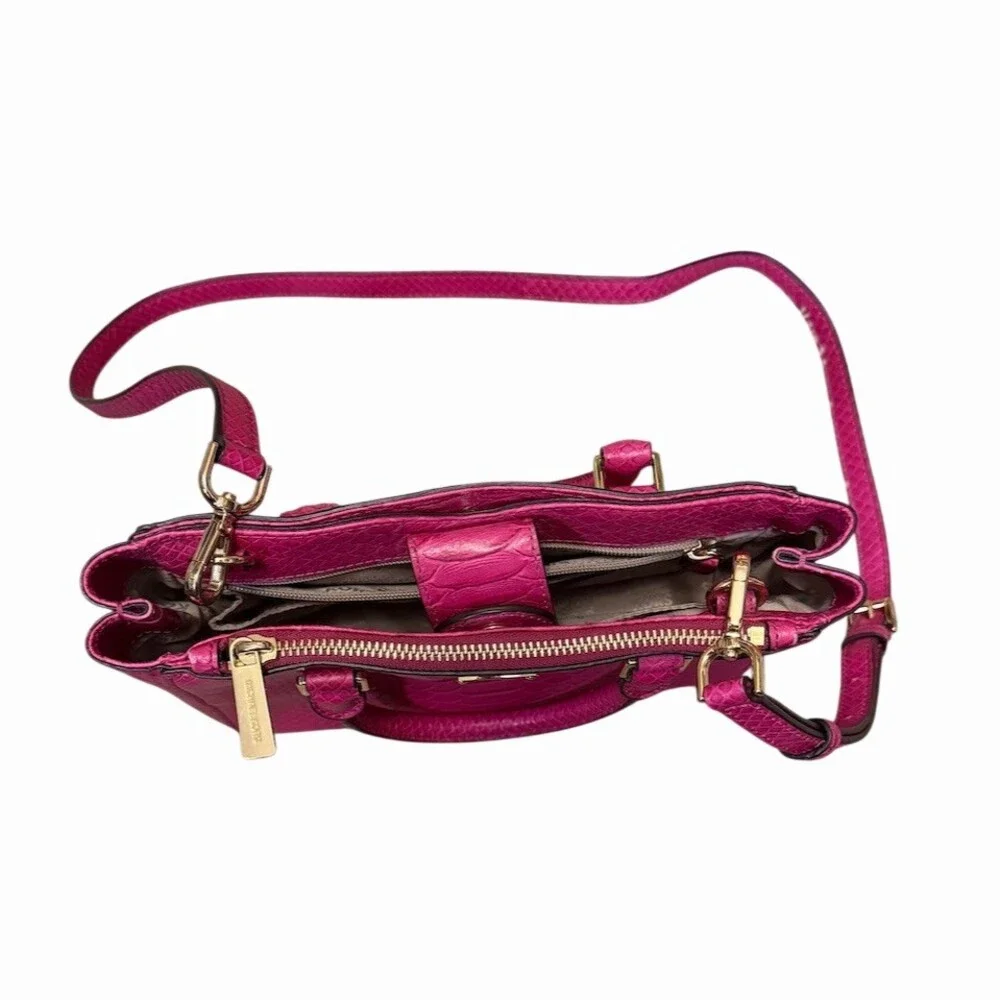 Michael Kors Adele Satchel/Crossbody Bag Fushia Croc Embossed